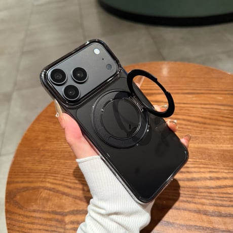 黄ばみにくい高透明 iPhone18Pro/18ProMaxケース 360°回転マグネットリングスタンド iPhone17/16proケース 薄型軽量丈夫 [M6770]