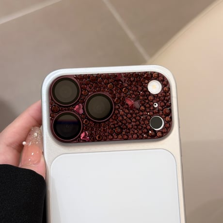キラキラビジュー カメラレンズカバー iPhone18Pro/18ProMax カメラ保護カバー iPhone17ProMax/17Pro 金属製 ラインストーン 耐衝撃 [M6879]