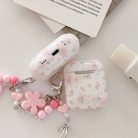 草花柄 Airpods Pro3ケース 花キーホルダー Airpods 4/3カバーケース AirpodsPro2/1  かわいい モテアイテム [M6578]