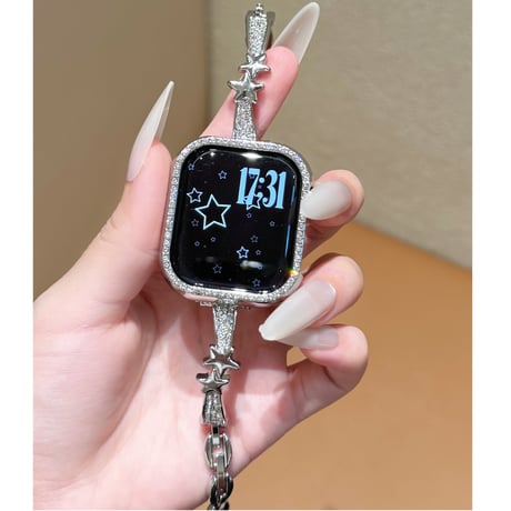 ダイヤと星 AppleWatchバンド おしゃれ AppleWatchベルト Series 11/10/9/8 SE3/2  Ultra3/2/1 高級感キラキラ感[M6679]