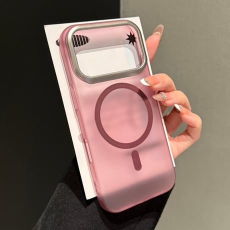 マット半透明 MagSafe対応 iPhone18Pro/18ProMaxケース メタルカメラフレーム 指紋防止 すりガラス風 高級感 耐衝撃 [M6808]