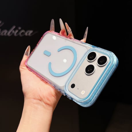 MagSafe対応 iPhone18Pro/17ProMaxケース カラーライン 透明 iPhone16/15proケース 滑り止め加工 頑丈[M6633]