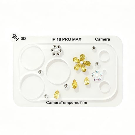 ダイヤ花 iPhone18Pro/18ProMax ラインストーン キラキラ カメラ保護カバー iPhone17ProMax/17Pro  大人可愛い 華やか[M6785]
