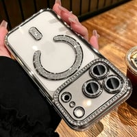 ジュエリー iPhone18Pro/17ケース Magsafe対応 iPhone17ProMax/16/15ケース レンズ保護フィルム付 キラキラライン 大人気 [M5637]