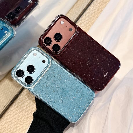グリッターラメ iPhone18Pro/18ProMaxケース キラキラ感クリア iPhone17Pro/16ProMaxカバー 大人可愛い [M6835]