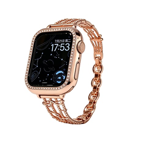 メタリック音符 AppleWatchバンド 上品 おしゃれ AppleWatchベルト Series 11/10/9/8 SE3/2  Ultra3/2/1 高級感高品質[M6638]