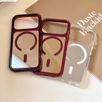 ミラー付き iPhone18Pro/18ProMaxケース MagSafe対応 iPhone17/16ProMax/15カバー カメラフレーム [M6882]