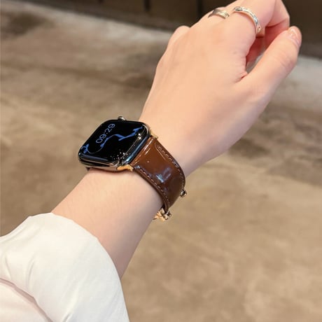 マグネット式バックル  AppleWatchベルト 高級感レザー調 AppleWatchバンド Series 12/11/10/9/8 SE Ultra4/3 エレガント[M6725]