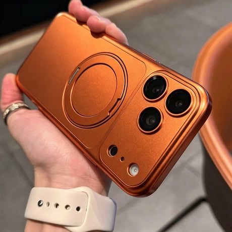 メタリック iPhone18Pro/17ProMaxケース MagSafe対応 3in1の多機能リングスタンド iPhone16Pro/15/14ケース マット加工[M6703]