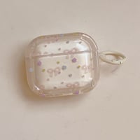 ベージュ色 Airpods Pro3ケース リボン 星柄 Airpods 4/3カバー  かわいい  淡色系 女子力アップ [M6700]