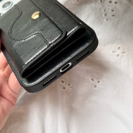 ミラーとカード入れ付 iPhone17pro/17ケース 革製 ショルダーストラップ付 iPhone16ProMax/15/14カバー 耐衝撃 多機能[M6580]