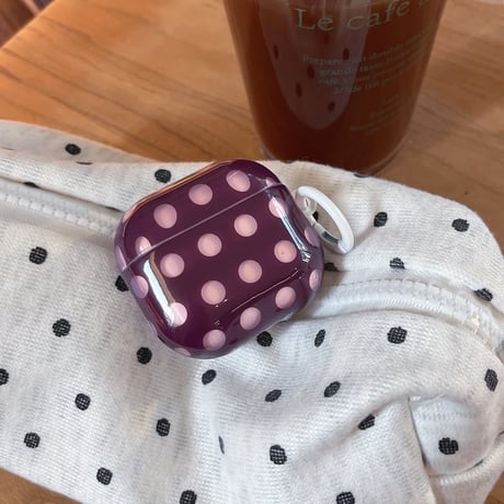 AirPods 5/4ケース ドット柄 パープル AirpodsPro3/Pro2カバー 星型チャーム・メッセージタグ付き/カラビナ 韓国風[M6877]