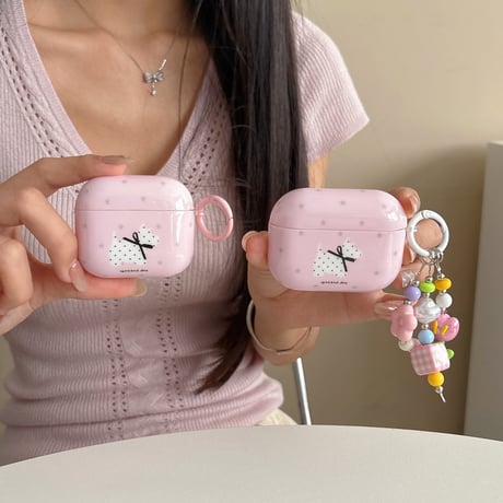 ピンク Airpods Pro3ケース かわいいわんちゃん Airpods4/3カバー pro2/pro1 リング/キーホルダー [M6553]