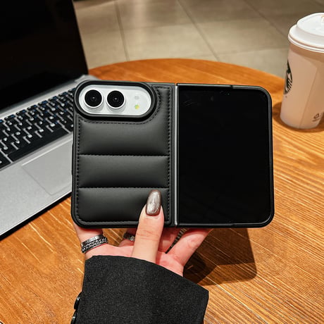 iPhone Duo専用ケース パッファーデザイン プレミアムスマホケース | ダウンジャケット風 ぷっくり質感 モノトーン トレンド  [M6811]