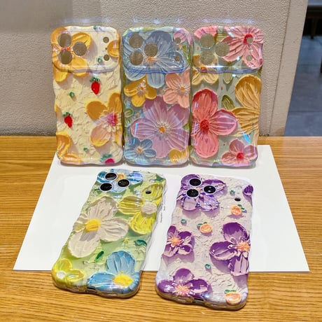 油絵花柄 iPhone17Pro/17ケース うねうね 美しい iPhone16Promax/15/14Proカバー 綺麗 丈夫[M6604]
