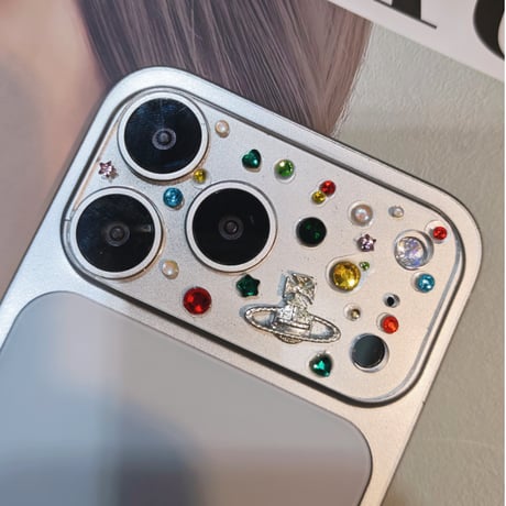 カラーダイヤ カメラ保護カバー 人気 iPhon18ProMax/18Pro/17/17Pro 可愛い ハンドメイド おしゃれ [M6671]