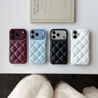 キルティング調レザー iPhone18Pro/18ProMaxケース 上品 iPhone17/16proケース 菱形 セレブ愛用 おしゃれ[M6854]