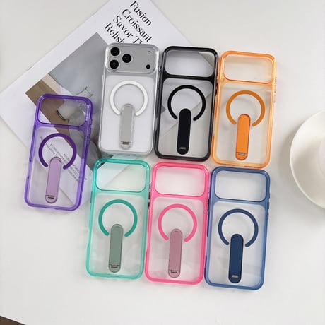 便利スタンド付 iPhone17Pro/16ProMaxケース MagSafe対応 iPhone15Pro/14ケース 耐衝撃加工 黄ばまない [M6585]