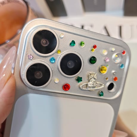 カラーダイヤ カメラ保護カバー 人気 iPhon18ProMax/18Pro/17/17Pro 可愛い ハンドメイド おしゃれ [M6671]