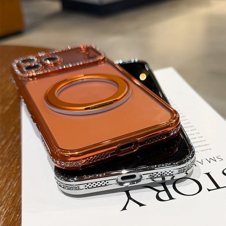 ハートミラースタンド付 iPhone17/17Proケース ジュエリーライン iPhone16/15Proケース 綺麗 オシャレ 人気品[M6593]