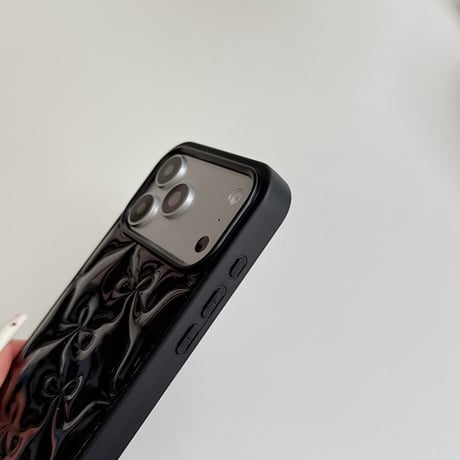 リボン レザーiPhone18Pro/17Proケース ピンク/ブラック iPhone17/16Pro/15/14ケース 光沢感 可愛い 美しい[M6646]