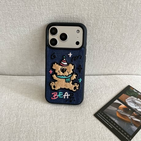 立体刺繍×デニム iPhone18Pro/18ProMax アニマル iPhone17/16/15カバー レトロ可愛い 高級感 耐衝撃[M6828]