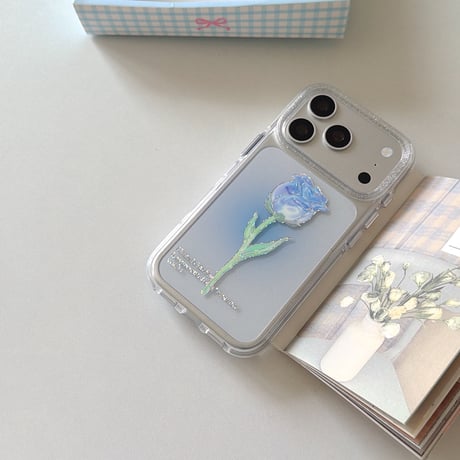 バラ柄 iPhone18Pro/17Proケース キラキララメ入り iPhone17/16Pro/15/14ケース 光沢感 可愛い 美しい[M6624]