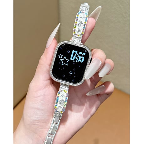 ダイヤデコ星月ハート AppleWatchバンド 高級感高品質 AppleWatchベルト Series 11/10/9/8 SE3/2  Ultra3/2/1 キラキラ感[M6680]