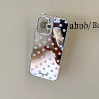耳付きミラー iPhone17pro/17ケース 水玉模様 iPhone16/15promaxケース かわいい 多機能便利[M6555]