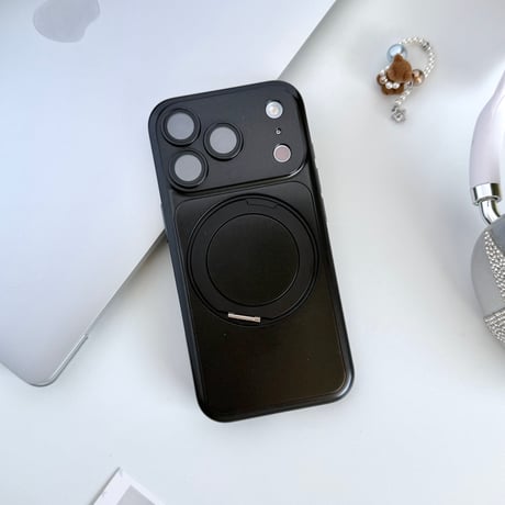 メタリック iPhone18Pro/17ProMaxケース MagSafe対応 3in1の多機能リングスタンド iPhone16Pro/15/14ケース マット加工[M6703]