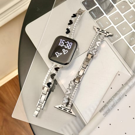 ダイヤとハート  AppleWatchバンド 韓国っぽ 上品 AppleWatchベルト Series 11/10/9/8 SE3/2  Ultra3/2/1 トレンド感[M6665]