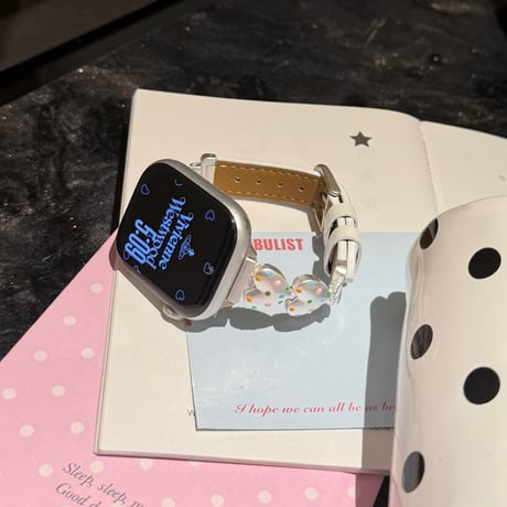 レザーとメタル AppleWatchバンド 水玉模様ハート アップルウォッチバンド Series11/10/9 8 7 6 5 4  3 2 SE3 SE2 Ultra3 かわいい[M6548]