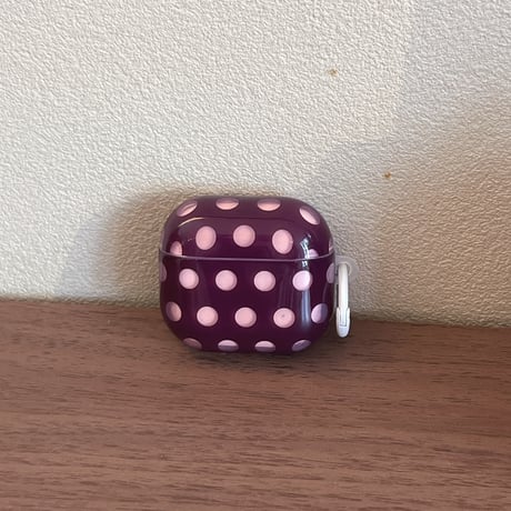 AirPods 5/4ケース ドット柄 パープル AirpodsPro3/Pro2カバー 星型チャーム・メッセージタグ付き/カラビナ 韓国風[M6877]