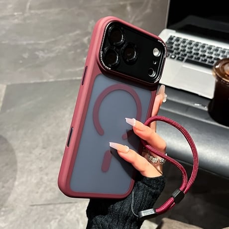 落下防止ストラップ iPhone18Pro/18ProMaxケース カメラ保護 耐衝撃 iPhone17Pro/16ケース MagSafe対応 マット[M6721]