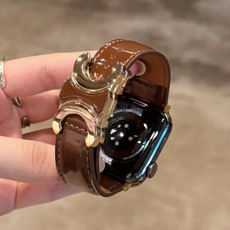 マグネット式バックル  AppleWatchベルト 高級感レザー調 AppleWatchバンド Series 12/11/10/9/8 SE Ultra4/3 エレガント[M6725]