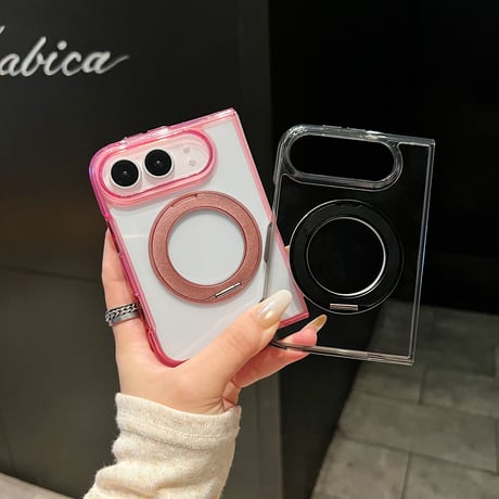 iPhone Duoケース MagSafe対応リングスタンド 高透明 クリアケース おしゃれ カラー 多機能 [M6759]