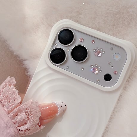 ビジュー猫の肉球 iPhone18Pro/18ProMax カメラ保護カバー 小粒のストーン iPhone17ProMax iPhone17Pro キラキラ 可愛すぎ[M6894]