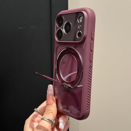 iPhone18Pro/18ProMaxケース  滑り止め加工 カメラコントロール保護カバー付 MagSafeリングスタンド 耐衝撃 [M6750]