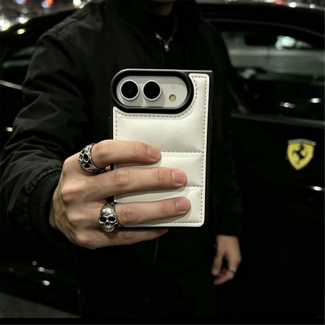 iPhone Duo専用ケース パッファーデザイン プレミアムスマホケース | ダウンジャケット風 ぷっくり質感 モノトーン トレンド  [M6811]