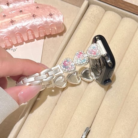 ジュエリーハート AppleWatchバンド 甘め AppleWatchベルト Series 11/10/9/8 SE3/2  Ultra3/2/1 高級感   エレガント[M6636]