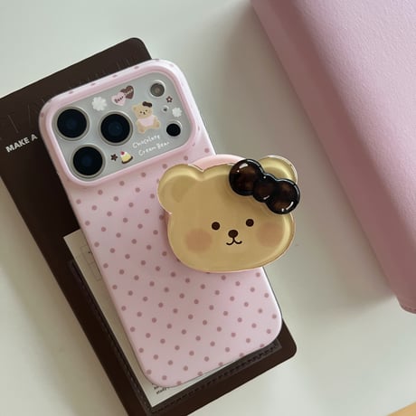 熊ちゃんグリップ iPhone17pro/17ケース MagSafe対応 iPhone16/15promaxケース 可愛い 便利品[M6613]