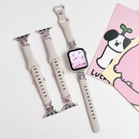 シリコン製 AppleWatchバンド わんちゃん AppleWatchベルト Series 11/10/9/8 SE3/2  Ultra3/2/1 可愛い ベージュ[M6572]