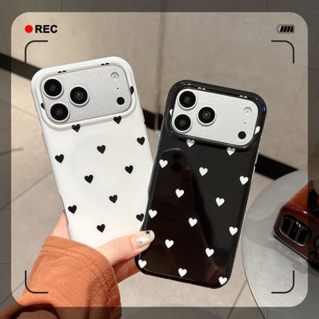 ハート柄 MagSafe対応iPhone17Pro/17ケース 艶感 iPhone16Pro/15ProMaxケース 可愛い 甘めコーデ [M6583]