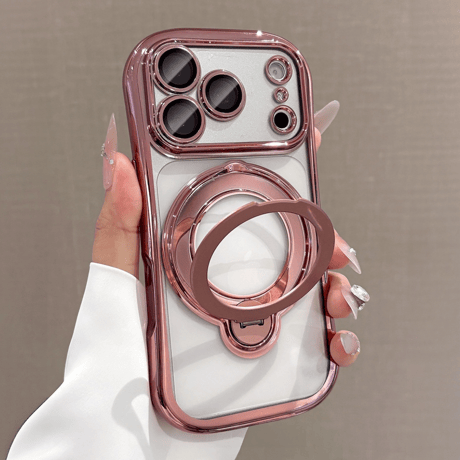 くびれデザイン iPhone18Proケース MagSafe対応リングスタンド iPhone17ProMax/16ケース メタリック カメラ保護 耐衝撃 [M6742]