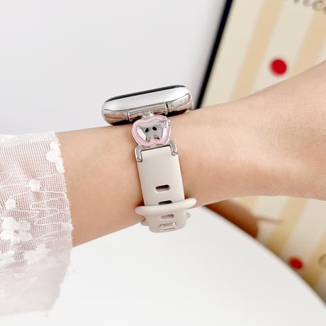 シリコン製 AppleWatchバンド わんちゃん AppleWatchベルト Series 11/10/9/8 SE3/2  Ultra3/2/1 可愛い ベージュ[M6566]