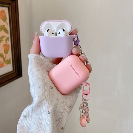 シリコン AirpodsPro3ケース  ハートキーホルダー付 Airpods4/3カバー pro2/Pro1ケース 充電口カバー付 可愛い 指紋防止[M6586]