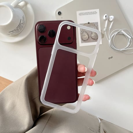カラフルフレーム iPhone18pro/18proMaxケース マットクリア  iPhone17Pro/16/15シリーズ くすみカラー 着脱簡単[M6874]