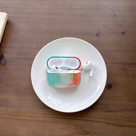 グラデーションカラー Airpods Pro3ケース キーホルダー付 Airpods 4/3カバー  AirpodsPro2/1  艶感 おしゃれ [M6644]