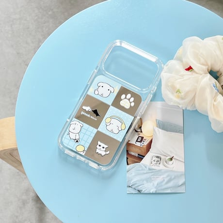 ワンちゃんミラー iPhone17Pro/17ケース ブルー iPhone16Pro/15Pro/14ケース 丈夫 夏に人気[M6550]