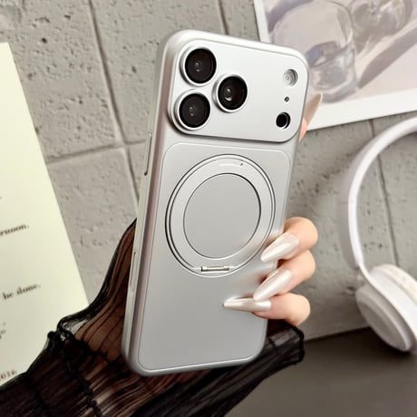 メタリック iPhone18Pro/17ProMaxケース MagSafe対応 3in1の多機能リングスタンド iPhone16Pro/15/14ケース マット加工[M6703]